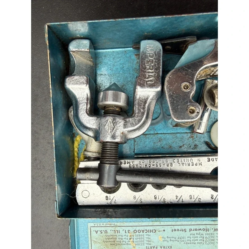 Vintage Imperial Tubing Tool Kit 1225-F Flare & Cutting Set w Metal‎ Case